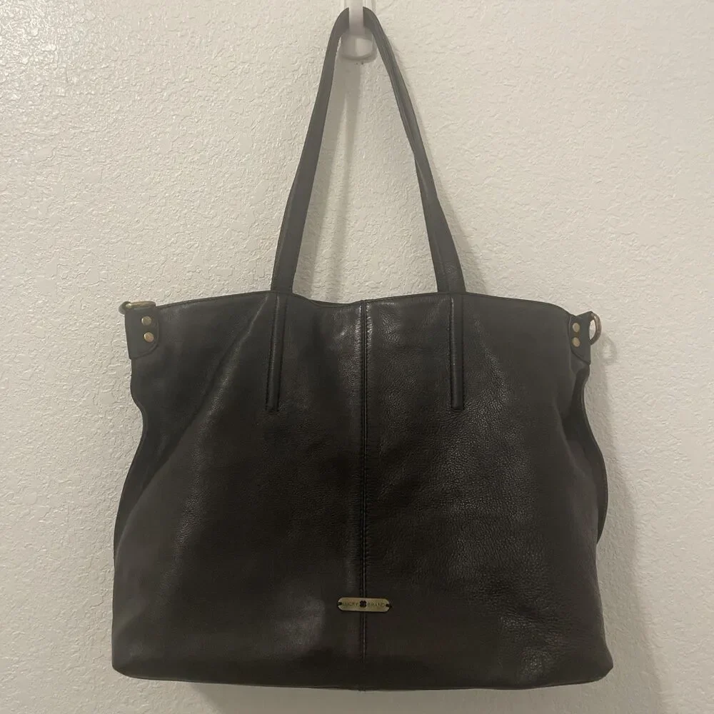 Lucky Brand Tote Black Leather Shoulder Bag Purse Handbag Large